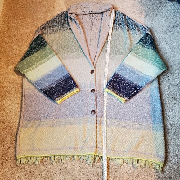 Free People Long Cardigan in Shades of Blue and Greens.  Size Small - Picture 9 of 9